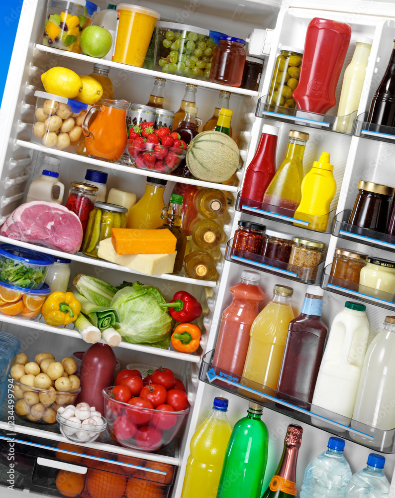 OPEN FULL FRIDGE Stock Photo Adobe Stock