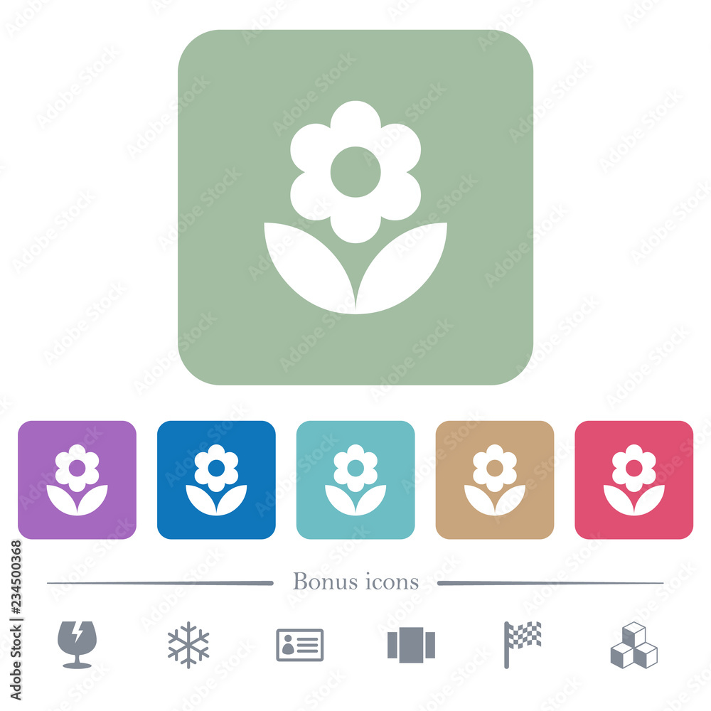 Flower flat icons on color rounded square backgrounds Flower flat icons on color rounded square backgrounds