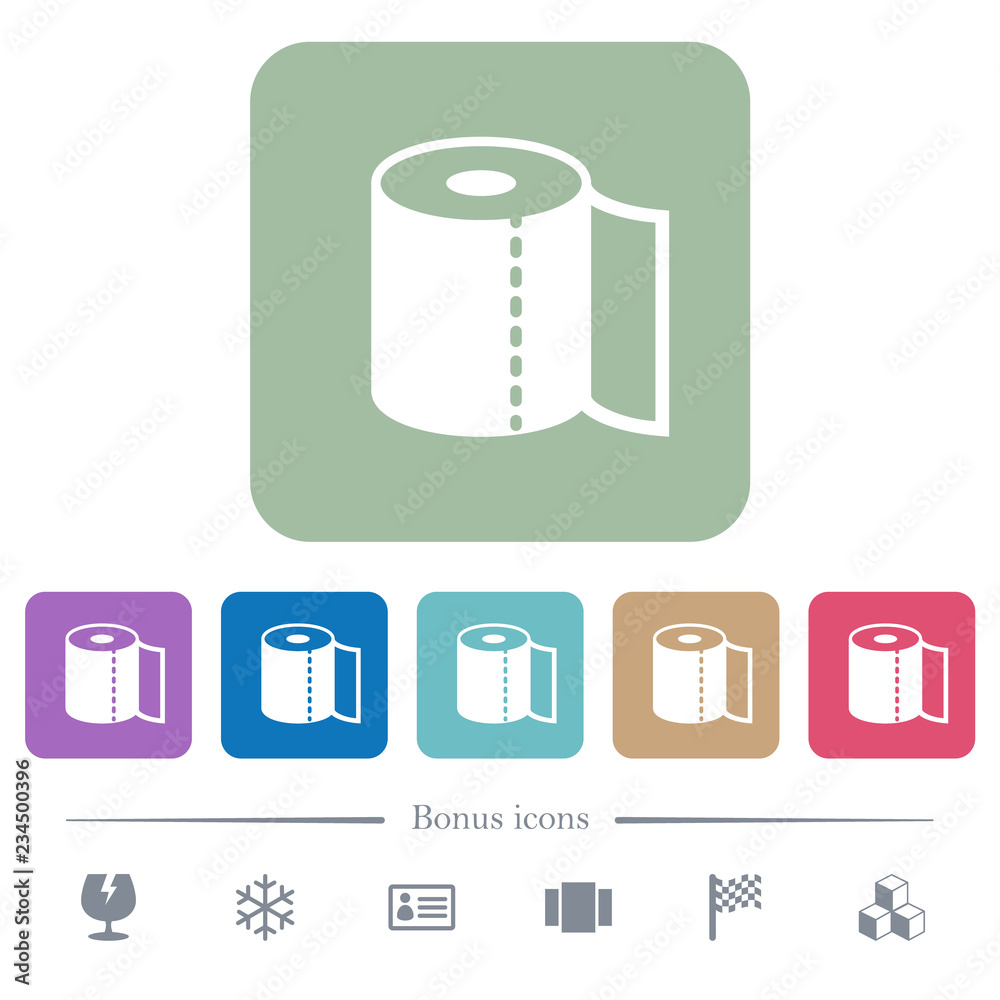Paper towel flat icons on color rounded square backgrounds Paper towel flat icons on color rounded square backgrounds