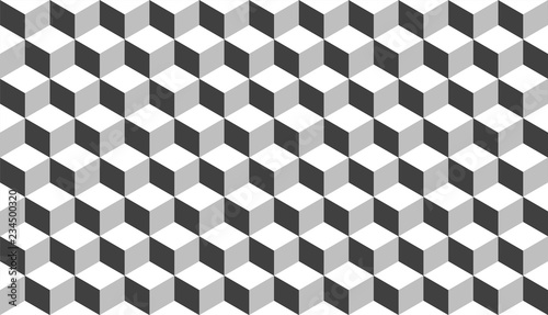3D realistic grey square pattern. Medern cube texture. Geometric symmetry background. Vector illustration