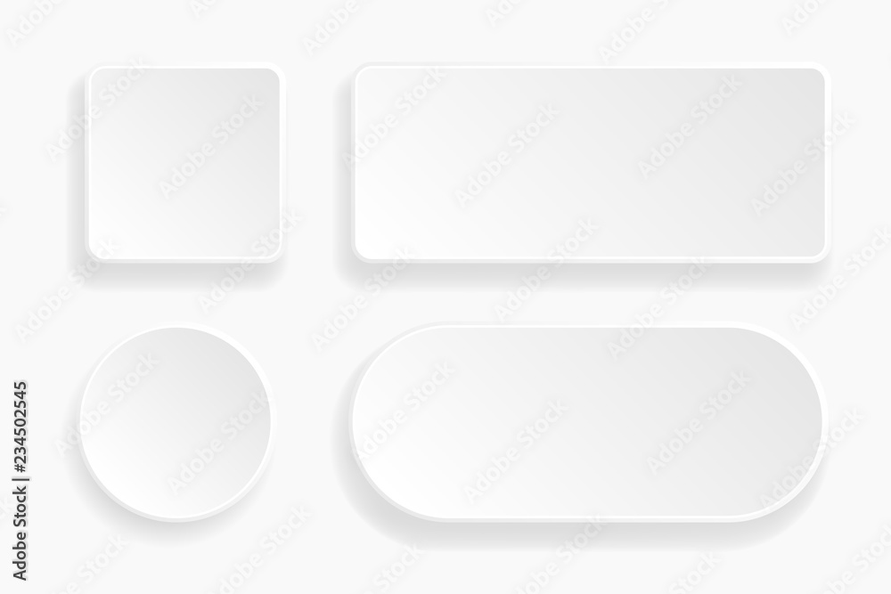 Web embossed 3d buttons. White blank 3d icons