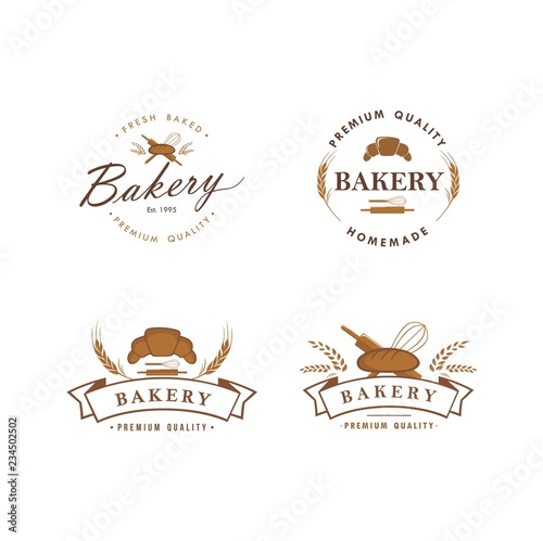 Bakery and Dessert Logo, Sign, Template, Emblem, Flat Vector Design Set