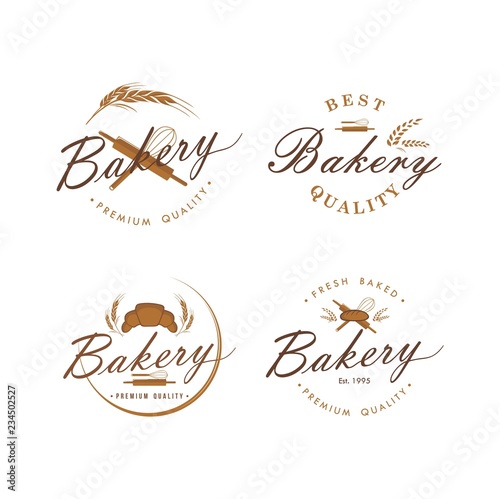 Bakery and Dessert Logo, Sign, Template, Emblem, Flat Vector Design Set