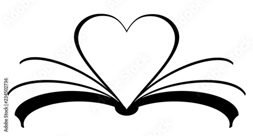 book icon with heart made of pages. Love reading concept. vector eps 10 photo