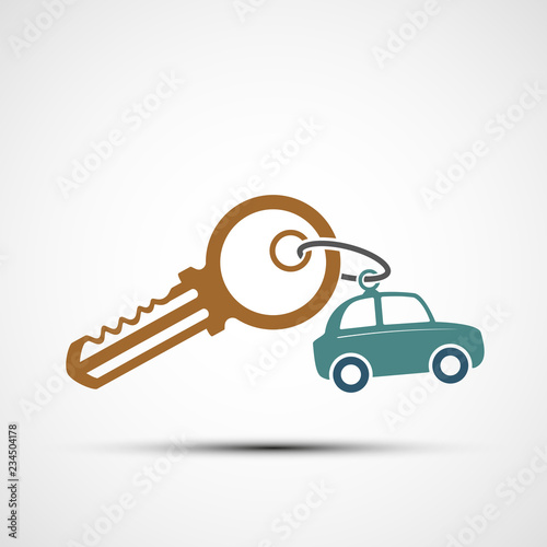 Icon key with keyring. Logo car sharing.