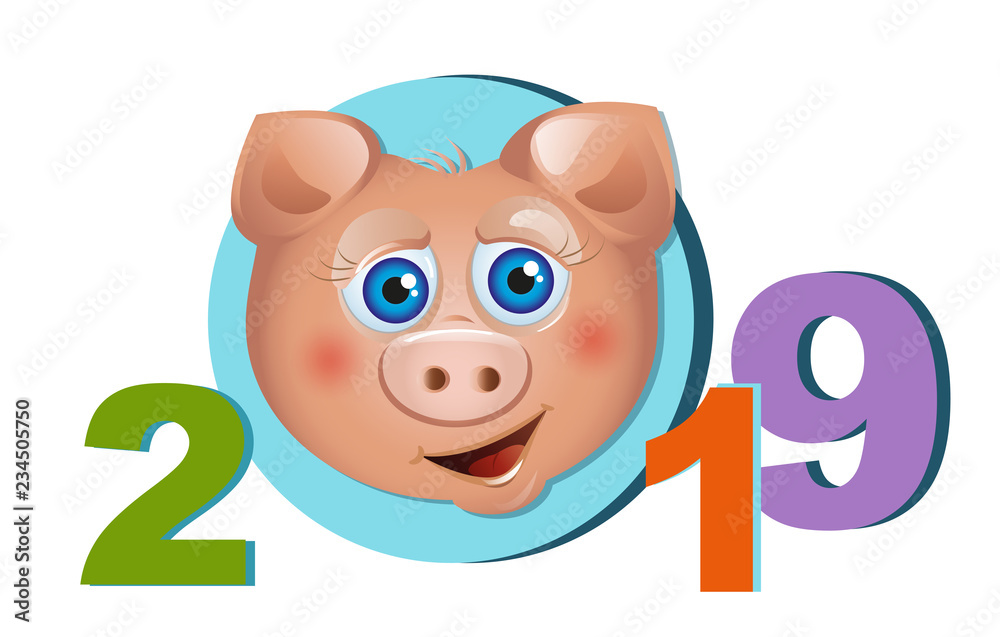 Pig cheerful symbol of the Chinese New Year 2019. Pig cheerful symbol of the Chinese New Year 2019.