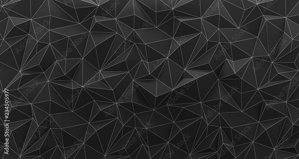 Black low poly background texture. 3d rendering. Black low poly background texture. 3d rendering.