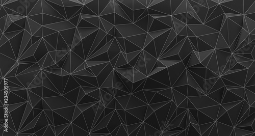 Fototapeta Naklejka Na Ścianę i Meble -  Black low poly background texture. 3d rendering.