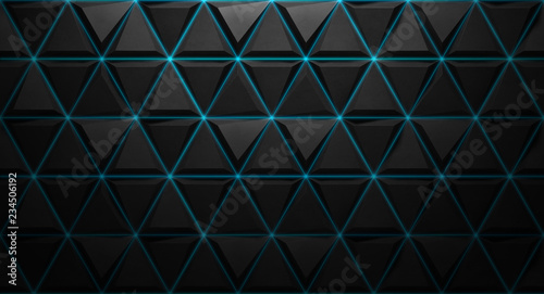 Black background texture with blue lines. 3d rendering.