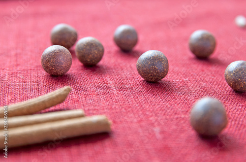 Tibetan herbal mix balls and incense sticks