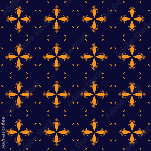 Blue and orange royal pattern. The Seamless vector background