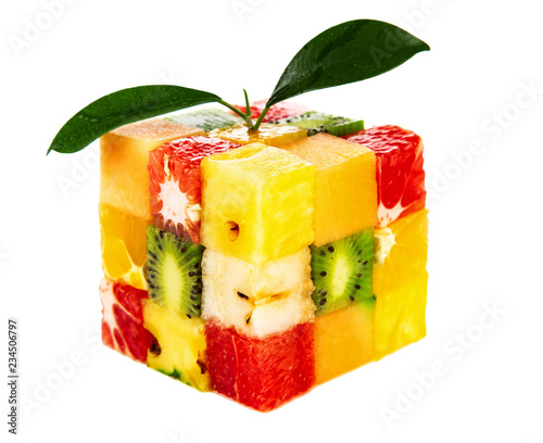 Fruit cube on white background