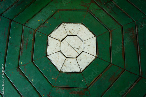 the green and white   wooden floor with  polygon shape chinese style
