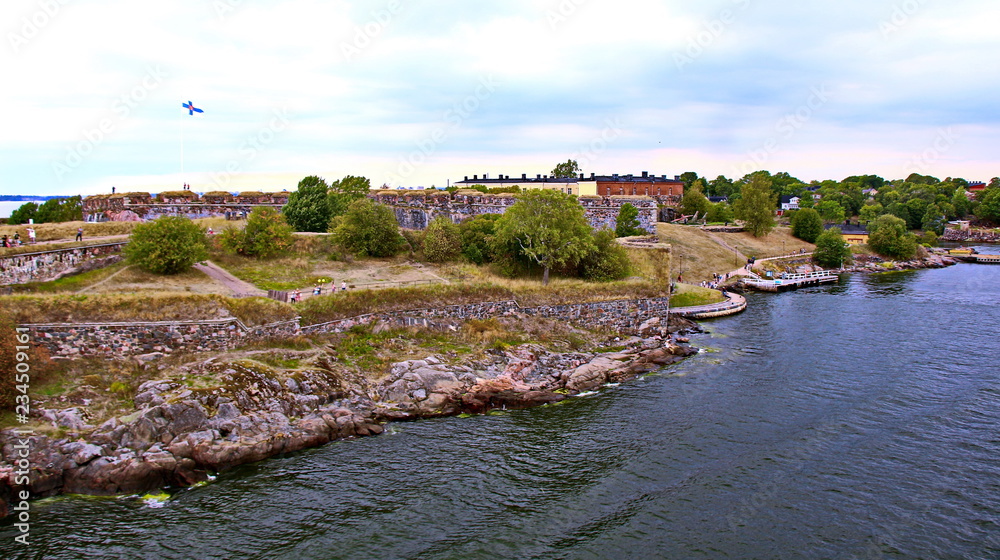 Bastions of finnish fortress Suomenlinna in Helsinki, Finland