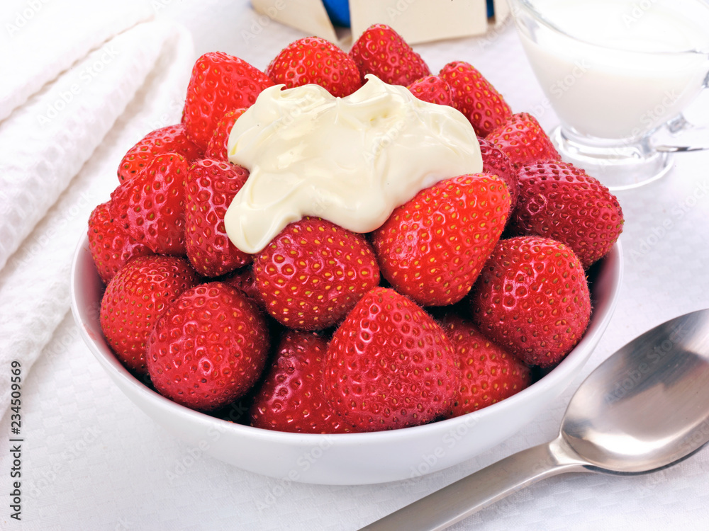 BOWL OF STRAWBERRIES AND CREAM BOWL OF STRAWBERRIES AND CREAM