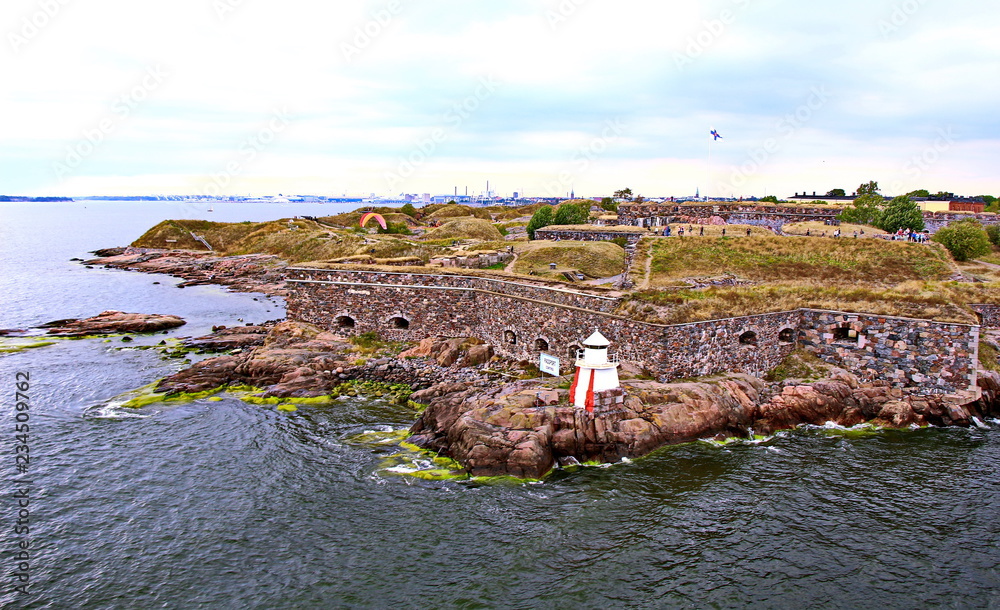 Bastions of finnish fortress Suomenlinna in Helsinki, Finland