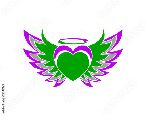 love heart wing freedom vector logo