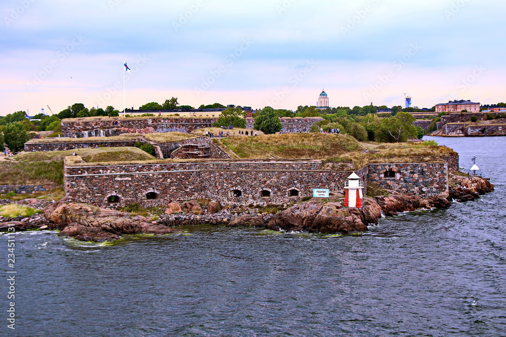 Bastions of finnish fortress Suomenlinna in Helsinki, Finland