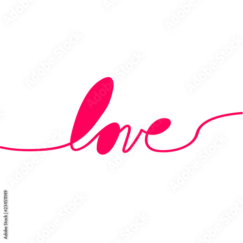 Love with hearts in continuous drawing lines in a flat style in continuous drawing lines. Continuous black line. The work of flat design. Symbol of love and tenderness © denzelll