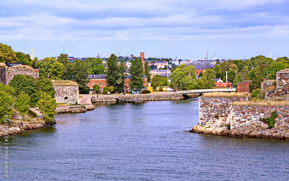 Bastions of finnish fortress Suomenlinna in Helsinki, Finland
