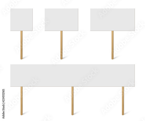 Foto Blank banner mock up on wood stick collection