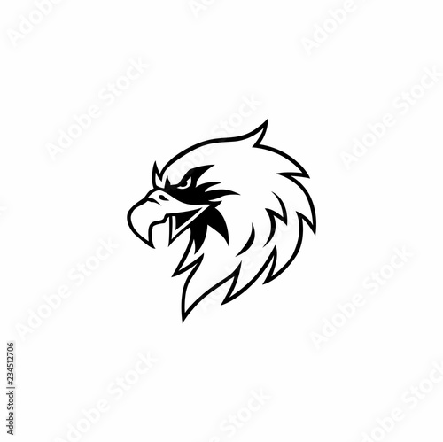 Black and White Eagle Head Logo Vector Design, Sign, Icon, Template, Illustration