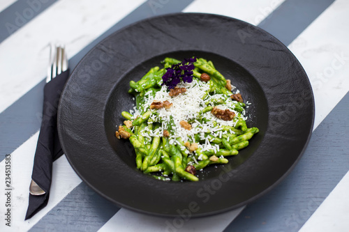 Pasta with spinach pesto an...