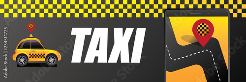 Taxi hailing app concept. Eps10 vector illustration.