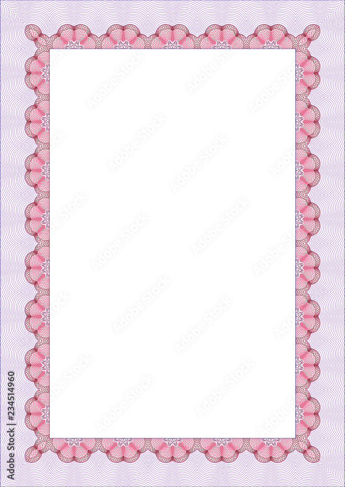 Vector frame for diploma or certificate. Template. Vector illustration.
