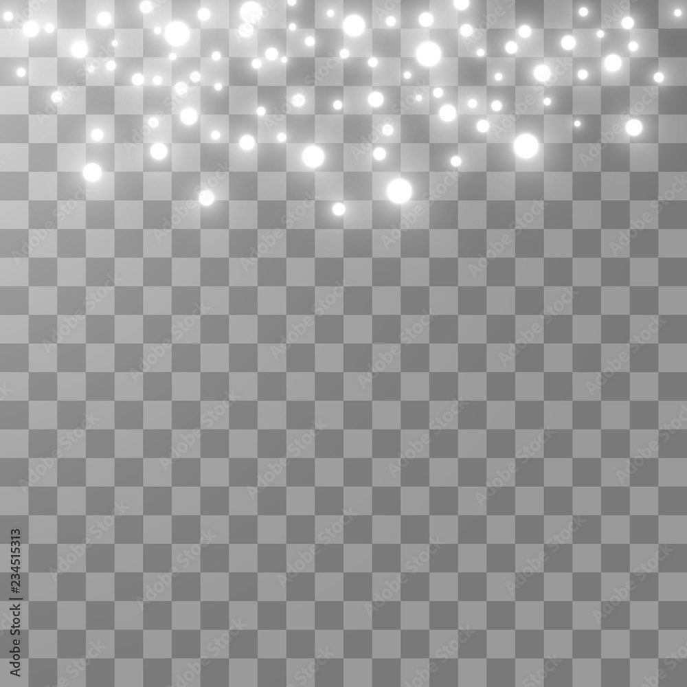 Vector falling snow effect isolated on transparent background with blurred bokeh. Vector falling snow effect isolated on transparent background with blurred bokeh.