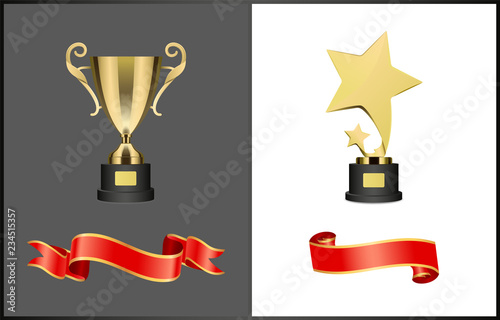 Shooting Stars Award and Golden Cup Trophy Set