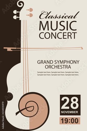 Fototapeta Plakat koncertu muzyki klasycznej z wizerunkiem skrzypiec