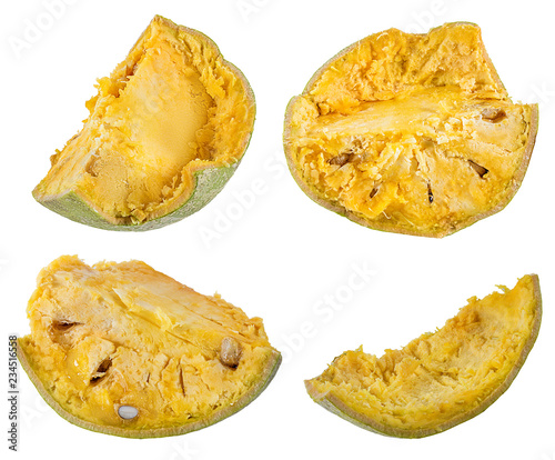bael fruits or wood apple fruit (Aegle marmelos) on a white background