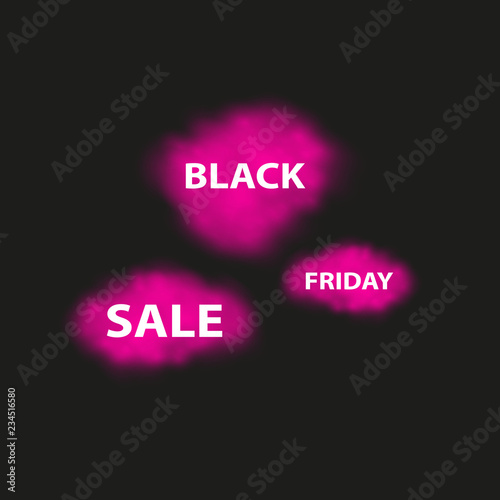 Black friday is hot and smoke. Dark web banner for black Friday sale. Modern neon red billboard. Concept of advertising for seasonal offer.