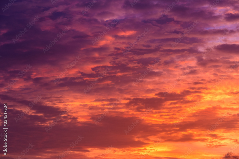 Colorful of clouds and sky at sunset, abstract background of natural