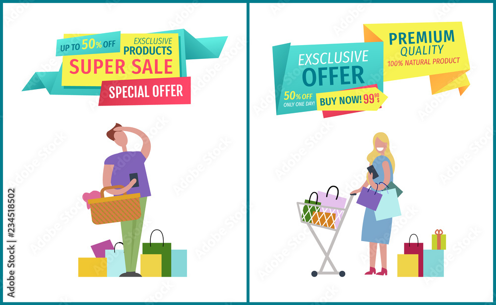 Super Sale Special Offer Set Vector Illustration