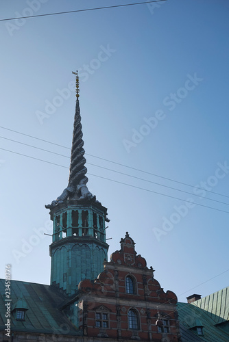 Copenhagen  Denmark - October 10  2018  View of the B  rsen spire