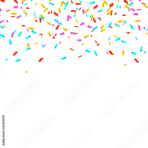 Colorful bright confetti isolated on white background. Festive vector illustration