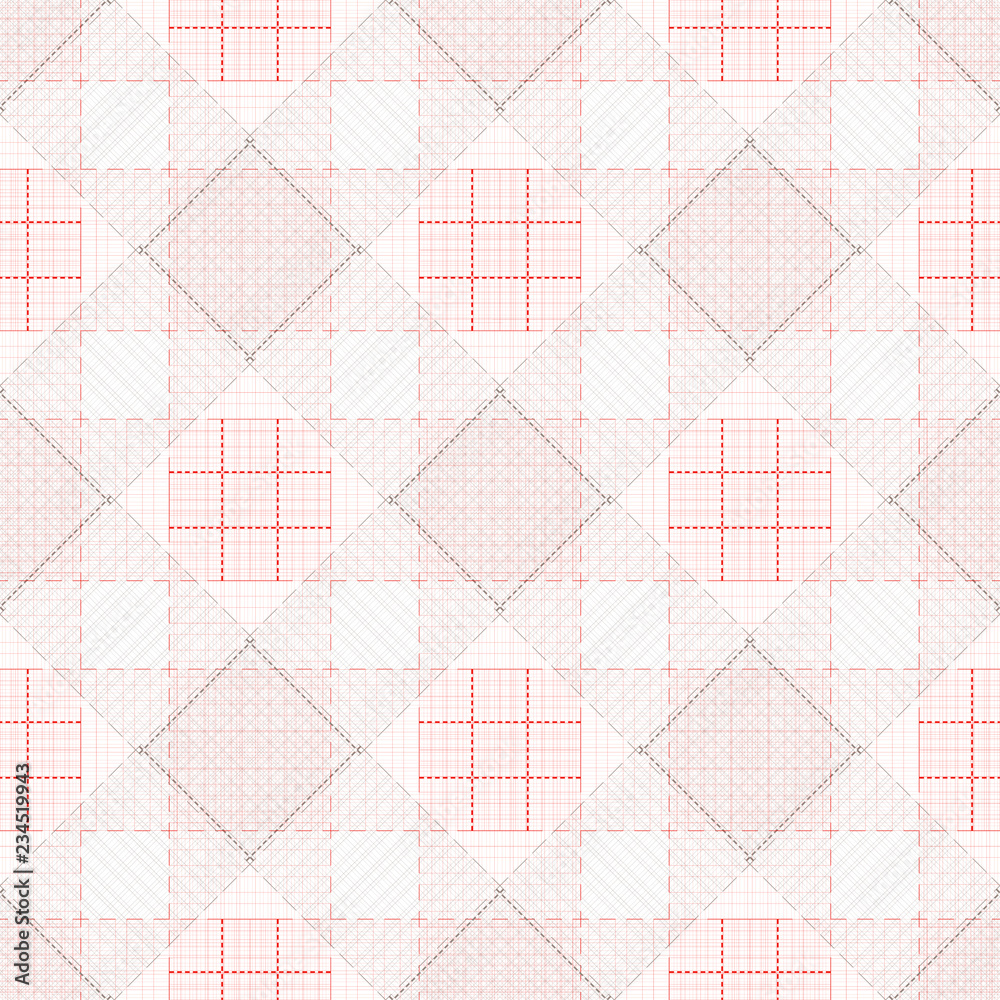 Fototapeta premium Square, lines. Seamless. Wallpaper. Red and white. Plaid, cloth.