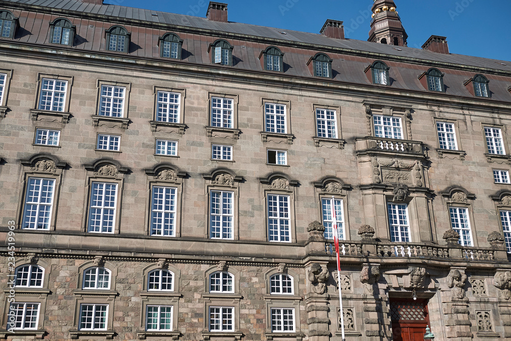 Copenhagen, Denmark - October 10, 2018: View of the Folketing in Christiansborg Palace