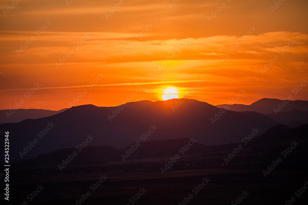 Crimean mountains at sunset