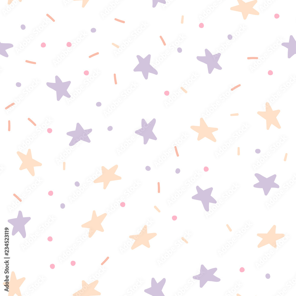 Hand drawn seamless pattern with stars. Doodle style. Hand drawn seamless pattern with stars. Doodle style.