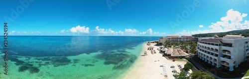 Panoramic aerial view of the wonderful caribbean beach resort on Jamaica  Montego Bay  Rose Hall Suites  Grand Rose Hall Suites  Iberostar