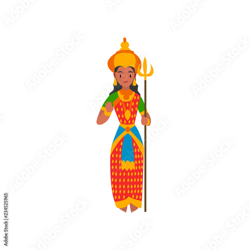 Parvati Indian Goddes vector Illustration on a white background