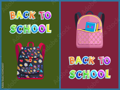 Back to School Backpack Set Vector Illustration