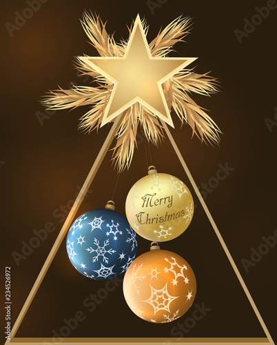 Christmas decoration with baubles and star.