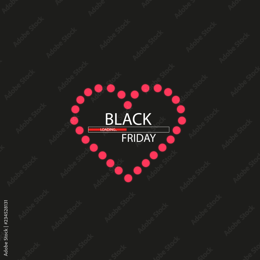 Illustration of an isolated line art heart icon with the text BLACK FRIDAY Illustration of an isolated line art heart icon with the text BLACK FRIDAY