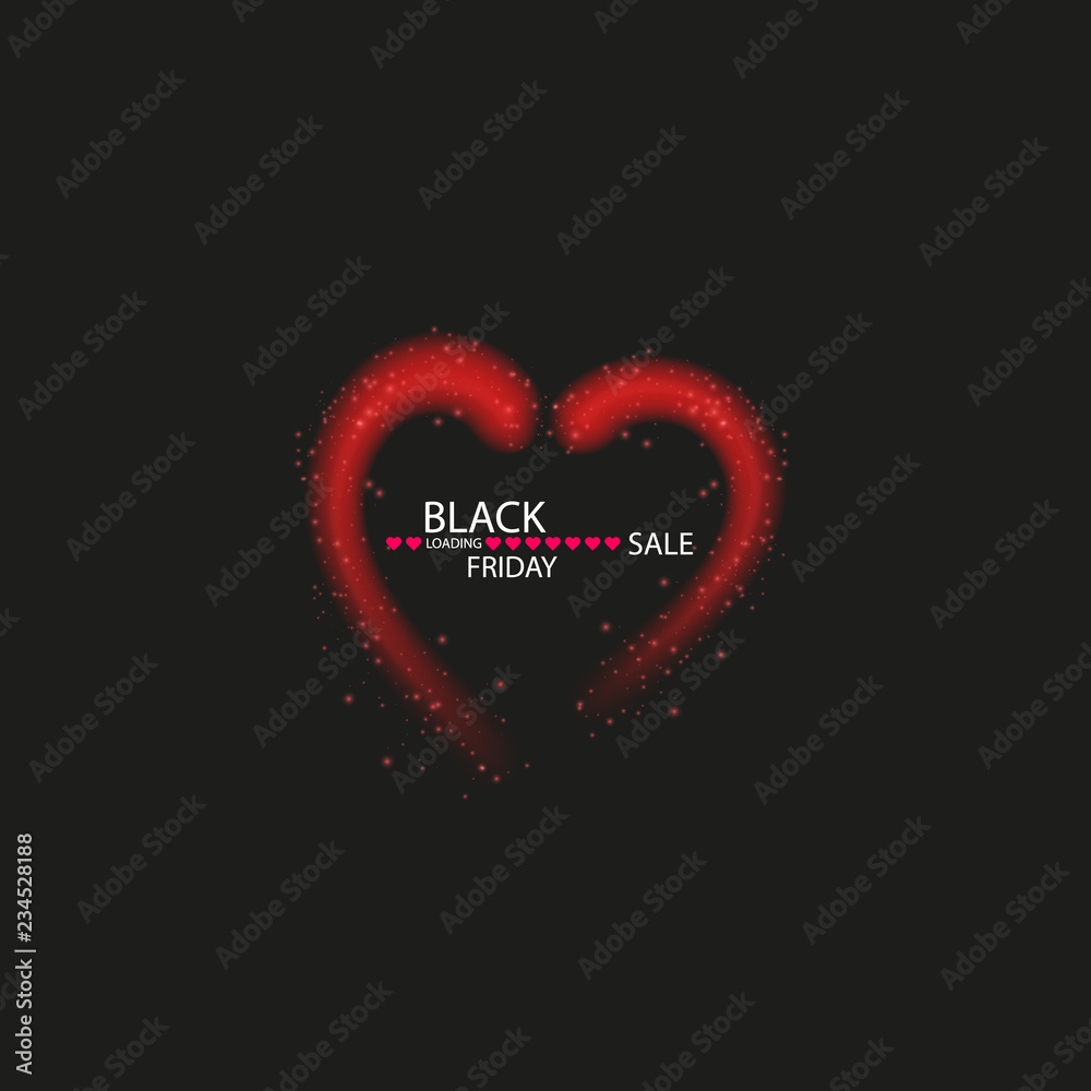 Illustration of an isolated line art heart icon with the text BLACK FRIDAY Illustration of an isolated line art heart icon with the text BLACK FRIDAY