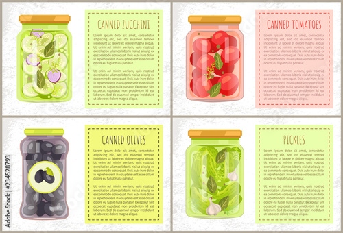 Canned Zucchini and Tomatoes Vector Illustration