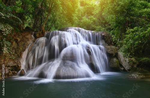 Beautiful waterfall at Huay mae kamin waterfall  Khuean Srinagarindra National Park  Kanchanaburi Province   Thailand